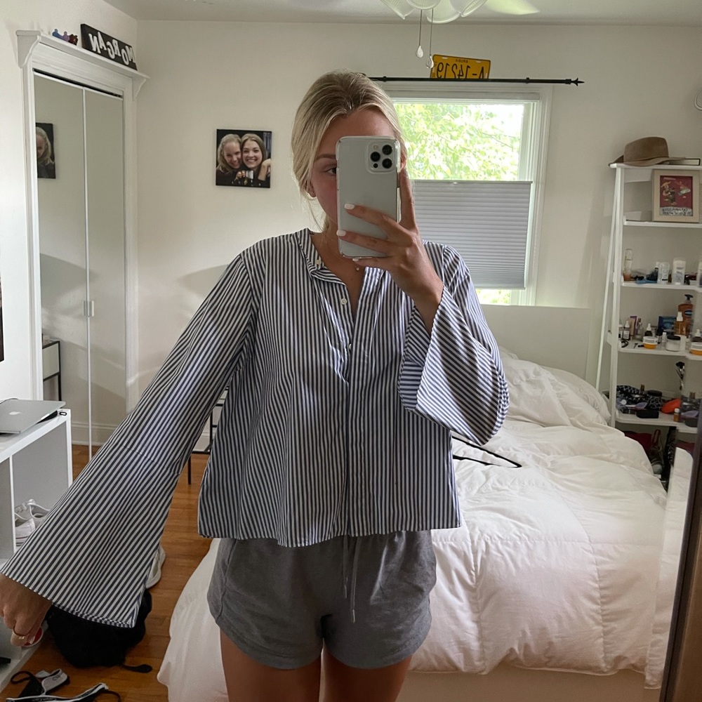 Madewell Flowy striped button up